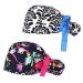 Fassave 2Pcs Working Cap with Buttons and Ribbon Tie  Adjustable Ponytail Hats with Sweatband Long Hair for Women Color 02