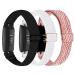 Nigaee 3 Pack Elastic Nylon Bands & Lace Silicone Bands Compatible with Fitbit Inspire 3/Inspire 2/Inspire HR/Inspire Adjustable Breathable Replacement Straps Soft Nylon Loop & Slim Silicone Wristbands for Women Men Black/White/Pink