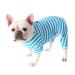 Bt Bear Fat dog clothing classic striped pajamas soft cotton overall pug French bulldog one -piece costume for cats puppies small medium -sized dogs (blue L) L blue