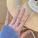 French Tip Press on Nails - Short Square Press On Nails with Nail Tips Light blue French nude fake nails Design Glossy white press on nails Acrylic False Nails Cute Artificial Nails