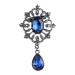 Something Blue Crystal Dangle Drop Small Black Brooch Pin for Women Men Dress Suit Jewelry