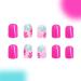 Flower Press On Nails - Short Square Fake Nails with Light Blue Pink Floral Design | Glossy Reusable Glue On Nails for Women | 24 Pack AA-10 - Buy Online on GoSupps.com