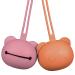Airfish silicone pacifier box 2 pack BPA-free baby bear pacifier bag silicone shell for baby travel slider pacifier storage box pacifier holder for girls young orange and dark pink