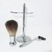 Practically Silver Razor Brush Set | Men's Natural Brushes & Chrome-Plated Handles | Pure Roof Hair Shaving Kit with 3-Layer Blades - 10x16.5cm - Buy Online on GoSupps.com