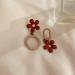 Fashion Earrings Asymmetric Acrylic Flowers Temperament Earrings Colors Red and Brown Sweet Gentle Lovely Party Banquet Jewelry Dainty Earrings Fashion Accessories - Buy Online on GoSupps.com