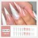 Long pointed tip French Tip Press on Nails with Nail Tips Pink and White striped Fake Nails press on nails Acrylic False Nails Cute Artificial Nails - Buy Online on GoSupps.com