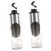 Zerodeko Glass Oil Bottle 2pcs Condiment Bottles Vegetable Oil Metal Glass Condiment Dispenser 27.5X7CMx2pcs Silverx2pcs
