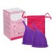 ALUPRE SILICON Menstrual Cup Reusable Female Lady Hygiene Cup Collector Tool (2 x Lila Menstrual Cup (L) + Storage Pocket)