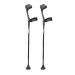 KMINA - Forearm Crutches for Adults (x2 Units, Open Cuff), Adult Crutches Adjustable with Handle Pad, Arm Crutches Forearm for Adults, Aluminum Crutches for Walking, Black Crutches - Made in Europe