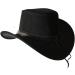 BRANDSLOCK Handcrafted Leather Cowboy Hat - Lightweight Wide Brim Outback Cowgirl Hat in XX-Large Black - Buy Online on GoSupps.com