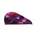 Flower Leaves Purple Red Flower Print Dry Hair Cap for Women Coral Velvet Hair Towel Wrap Absorbent Hair Drying Towel with Button Quick Dry Hair Turban for Travel Shower Gym Salons