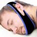 Unisex Comfortable Anti Snoring Jaw Strap Supporter Stop Snoring Sleep Aid Device with Magic Tape Closure Blue