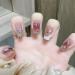24Pcs/Set Press On Nails Mid length Ins Style With Diamond False Nails Acrylic Fake Nails Full Cover Nails Tips Artificial Finger Manicure Press on nails for Women and Girls