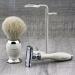 Razor Plane & Pure White Shaving Brush Set - 3 Pieces for Men | Complete Wet Shaving Kit with Stand - Buy Online on GoSupps.com