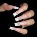 24pcs Long Square Nude White French Tip Press On False Nails for Women - Glossy Gel Full Cover Manicure - Buy Online on GoSupps.com