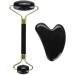 Candeon Roller Massage Set 2pcs Natural Obsidian Double-End Roller & Scraping Board Kit | Perfect Massage Gift Tool for Glowing Skin - Buy Online on GoSupps.com