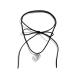 Oralgo's necklace with simple heart trailer knotted loop choker necklace adjustable collar necklace collarbone chain jewelry silver