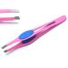 Tweezers for Eyebrows - Surgi grade Stainless Steel Slant Pink Tweezer - Precision for Ingrown Hair Removal by G.S Online Store