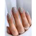 Mouyouglow press on nails short square glitter glitter solid fake nails with nail glue angular artificial nails Silver artificial fingernails Q12