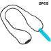 2pcs Silicone Baby Teether Necklace Set - Sky Blue | Teething Chewy Toys for Infant Oral Care and Relief from Gum Pain and Itching - Buy Online on GoSupps.com