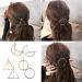BeautyMood 6pcs Minimalist Dainty Gold Silver Hollow Geometric Metal Hairpin Hair Clip Clamps Circle  Triangle and Moon
