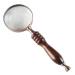 Magnifier Vintage Copper Antique Hand-held Magnifying Glass Wooden Handle Elegant and Elegant Metal Protection Frame Resistant to Falling