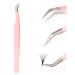 Professional eyelash extension tweezers for eyelash extensions metal-stainless steel tweezers pink-colored elbows single (tongs of the queen) Tweezers-7