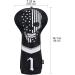 Black Leather Golf Skull Headcover - Fits Driver, Fairway Wood, Hybrid, Putter Iron & Wedge - Buy Online on GoSupps.com