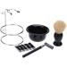 NSNT Exquisit Men's Shaving Brush Set - Professional Beard & Mustache Grooming Tools Silver Shell Holder 9.7x14.5cm - Buy Online on GoSupps.com