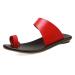 Summer Solid Flat Sandals Outdoor PU Open Toe Cutout Flat Slip-on Orthopedic Bunion Corrector Women's Beach Sandals for Ring Toe Bunion Slippers 7.5 Red