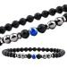 Magnetic foot chain 8.3 inner inside 6mm 2 packs black frosted stone foot chain remove static electricity matt stone foot chain improves sleep blue stone + magnetic foot chain