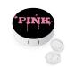 Pink Round Case For Contact Lens Kit Storage Box with Mirror Printed