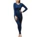 TSLA Women's Thermal Underwear Set, Soft Fleece Lined Long Johns, Winter Warm Base Layer Top & Bottom Fleece Set Navy Medium