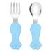 Vicloon Baby Fork and Spoon Set 2PCS Cutlery Set for Children Silicone Stainless Steel Baby Short Handle Training Tableware Ergonomically Designed to Promote Self-Feeding in The Right Way (Cat Claw)