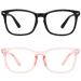 Meetsun blue lights blocking glasses anti-eyes-fat-fattening headaches (better sleep) UV400 transparent lens black + transparent pink