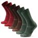 DANISH ENDURANCE Merino Wool Hiking Socks for Men & Women Crew Length & Thermal 3 Pack Multicolor: Brown, Red, Green Large
