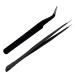 2 PCS Nail Art Tweezers Straight and Curved Tip Tweezers Rhinestone Stickers Picker Pointed Tweezers for Craft Makeup Tools - Black