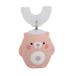 Children U-shaped electric toothbrush automatic toothbrush cute cartoon bear patterns for tooth whitening oral care IPX7 waterproof (pink)