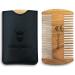 Sandalwood Beard Comb and Case - Pocket Sized Wooden Beard & Mustache Comb with Fine & Coarse Teeth - Perfect for Use with Balms and Oils - Striking Viking (Black) Black Case