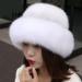 Womens Winter Fur Hat - Adjustable Elastic Soft Fluffy Trimmed Warm Knitted Beanie in Black - Buy Online on GoSupps.com