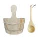 Crcyphne Sauna Bucket Wooden Sauna Bucket and Spoon Handmade Sauna and Spa Accessories Wooden Sauna Bucket