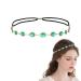 Campsis Festival Head Chain Gold Crystal Gyspy Headpiece Boho Jewelry Asjustable Headband Elastic Hair Accessories Wedding Rave Beach Daily for Women and Girls (Green)