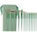 Set of 13 Green Makeup Brushes