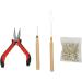 Hair Extension Tool Kit Wooden Handle Crochet Hook Aluminum Pulling Needle Hair Extensions Link Beads Kit Plier for Barber Shop - Buy Online on GoSupps.com