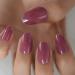 iBeautying Taro Red Semi-Transparent False Nails - UV Gel Finish, Medium Short Round Shape, 24 Nail Kit - Buy Online on GoSupps.com