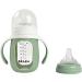 BEABA 2-in-1 Glass Baby Bottle & Sippy Cup Set - Soft Silicone Nipple - Sage Charcoal - 7 oz - Buy Online on GoSupps.com