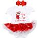 FYMNSI Baby Girl My First Christmas Outfit 3pcs Set Princess Tutu Romper with Shoes Headband | 12-18 Months White Christmas Socks - Buy Online on GoSupps.com