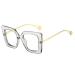 LJCZKA Oversized Rectangle Blue Light Blocking Glasses for Men Women Thick Frame Anti Eyestrain Clear Computer Eyeglasses Cleargrey