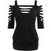 Xia&Han Women's Cold Shoulder Tunic Cut Lacerated Sleeve Tops Hollow Out Pullover Blouse Shirt Sleeve T-Shirt Black - Buy Online on GoSupps.com