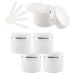 Tianzd 5 piece of empty Small 150 ml white plastic screw can cream box can gel tap with silver band lid cosmetics container ointment cosmetic container empty box with 5 pieces spoon 150ml